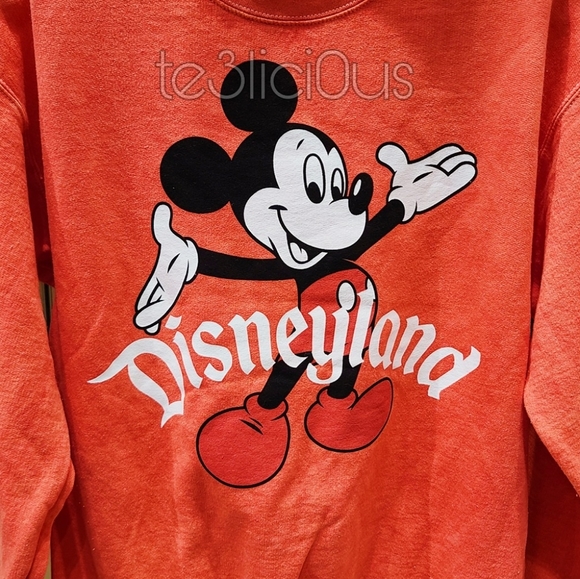 DISNEYLAND ORANGE CORAL RETRO MICKEY SWEATER - Picture 3 of 6